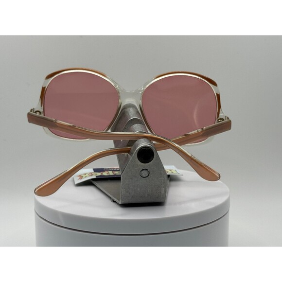 Vintage Oversize Sunglasses NOS Drop Temple Rose Lens Pink & Clear Frame 70s-80s - Picture 7 of 9